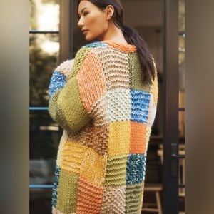 Pilcro Colorblock Patchwork Cardigan Sweater